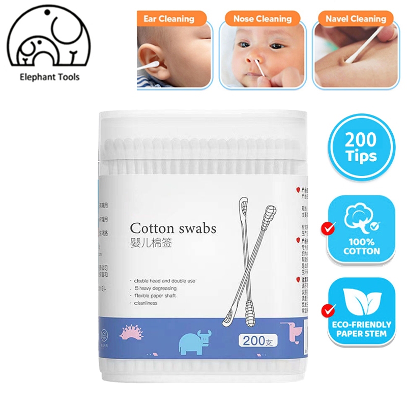 สำลีก้านทารก สำลีฆ่าเชื้อ สำลีก้าน สำลีก้านคู่ กล่องละ200ไม้ baby cotton swab