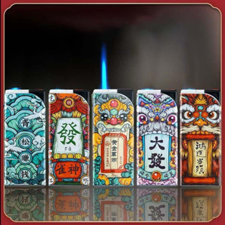 ไฟแช็ก ไฟฟู่ (สุ่มลาย) เคลือบสติกเกอร์แบบ 3D เงาสวยๆ