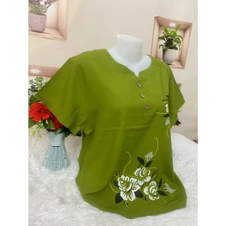 เสื้อลายดอก เสื้อสงกรานต์ ผ้าสปัน ผ้าพริ้วใส่เย็นสบาย เสื้อคุณแม่ อก38-44นิ้ว รุ่น001-12