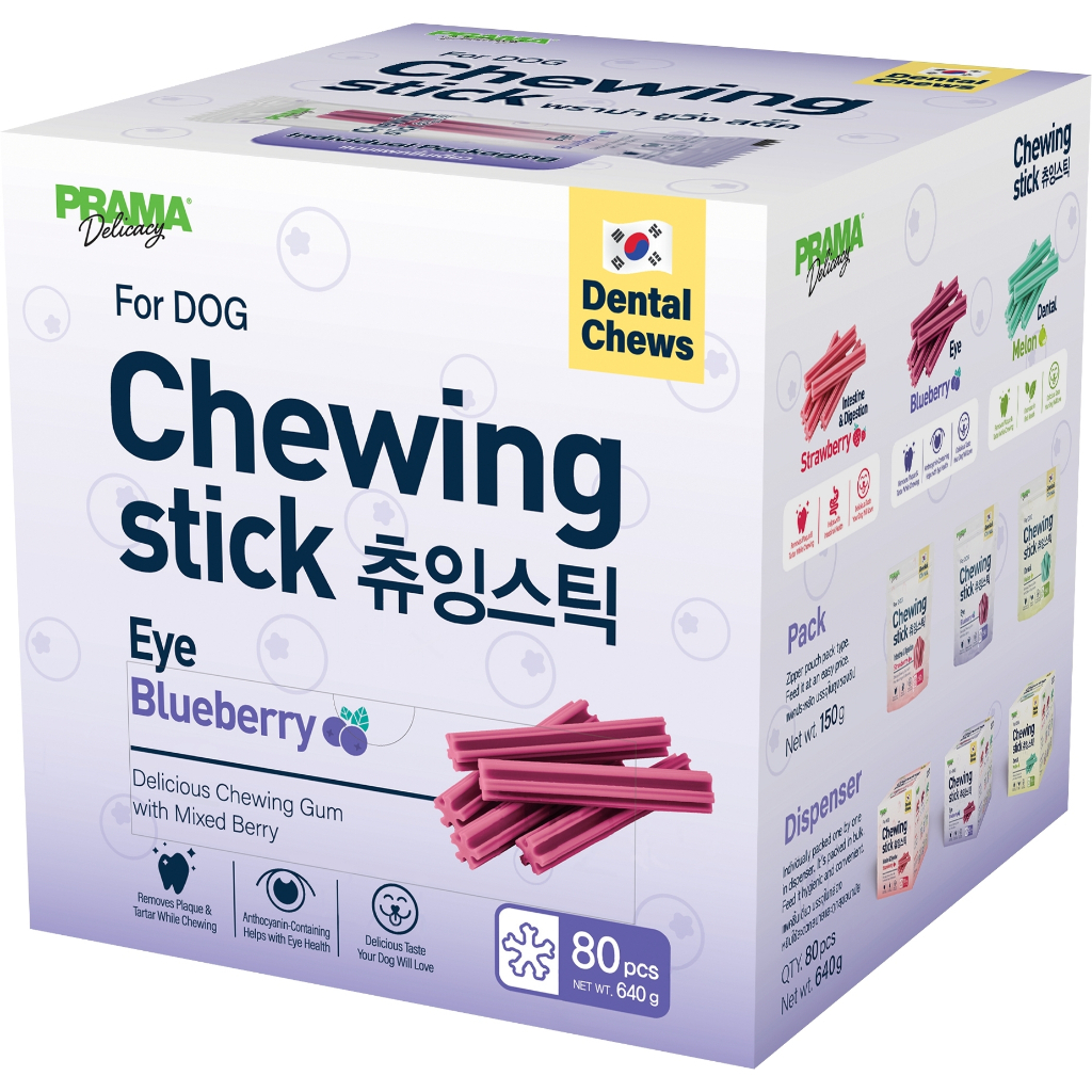 1แถม1 Prama Chewing Stick ขนมขัดฟันสุนัข จากประเทศเกาหลี ช่วยลดคราบพลัคและหินปูน [1 กล่อง 80 ชิ้น] หมดอายุ 11/2026