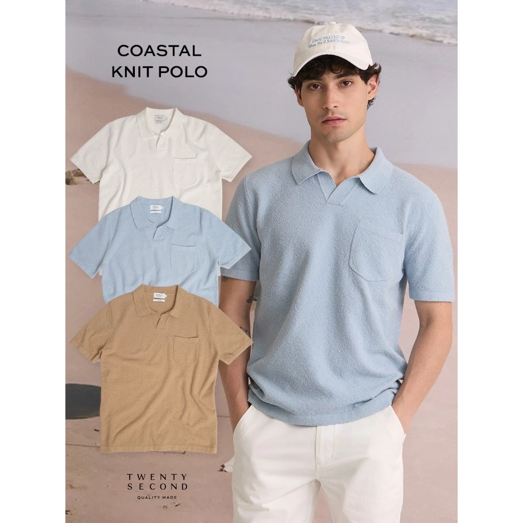 TWENTYSECOND เสื้อโปโลแขนสั้นผ้า Knit รุ่น Coastal Knit Polo