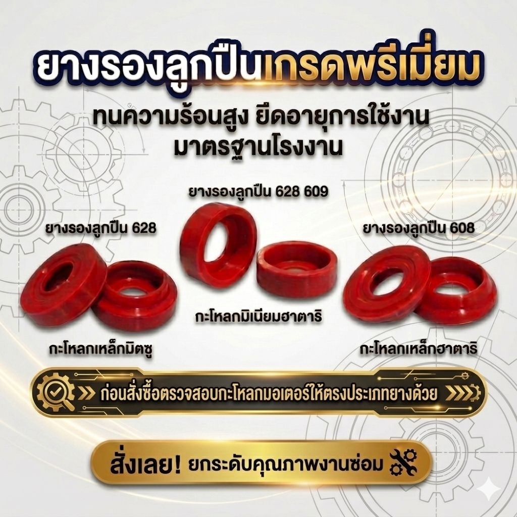 ยางรองลูกปืน แปลงบูชพัดลม 608 609 628 ซิลิโคนแดงแท้ ทนความร้อน สำหรับ ฮาตาริ (Hatari) มิตซูบิชิ (Mitsubishi)