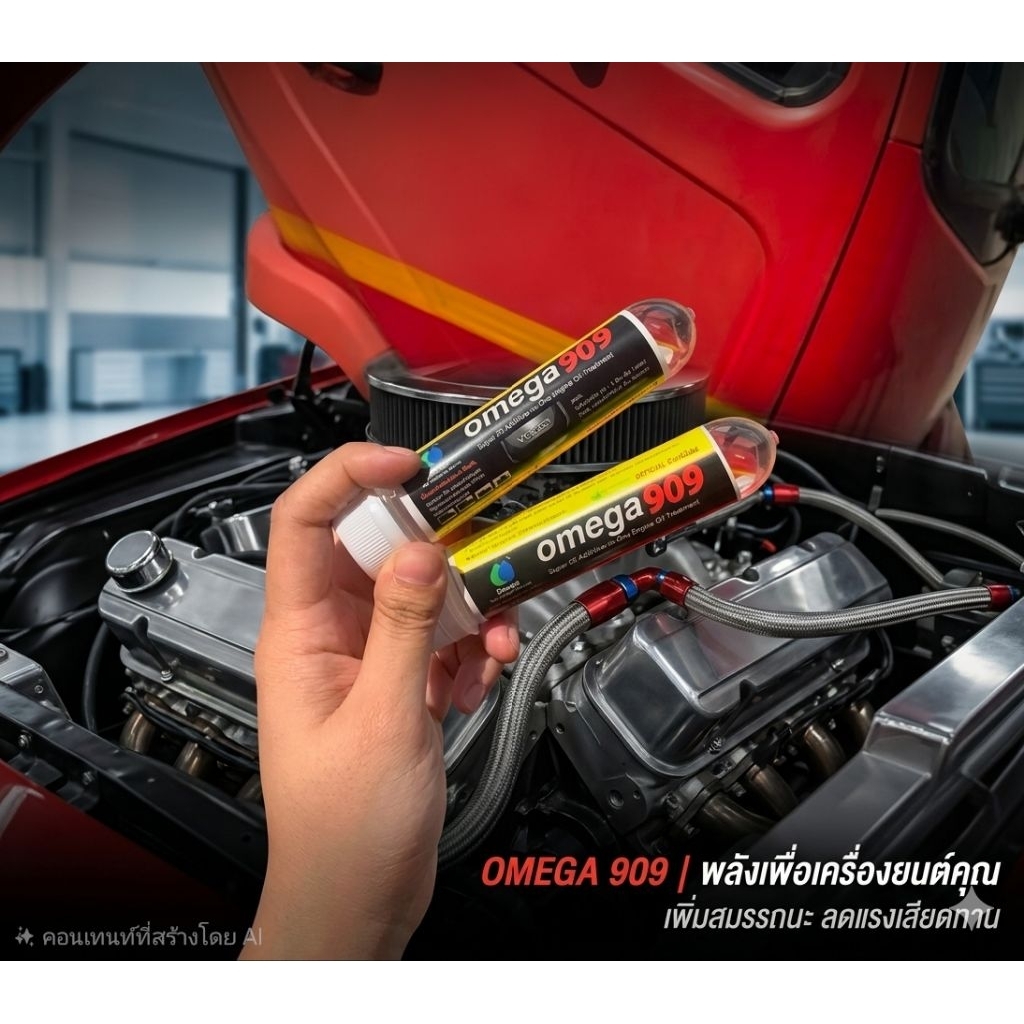 (โปรราคาพิเศษ) 2 หลอด หัวเชื้อน้ำมันเครื่องOmega 909 (โอเมก้า 909)  *แถมพวงกุญแจ*