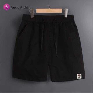 Fancy Fashion กางเกงขาสั้นผู้ชายฤดูร้อน มีกระเป๋าหลังและเอวยางยืด ผลิตจากผ้าฝ้าย สวมใส่สบาย