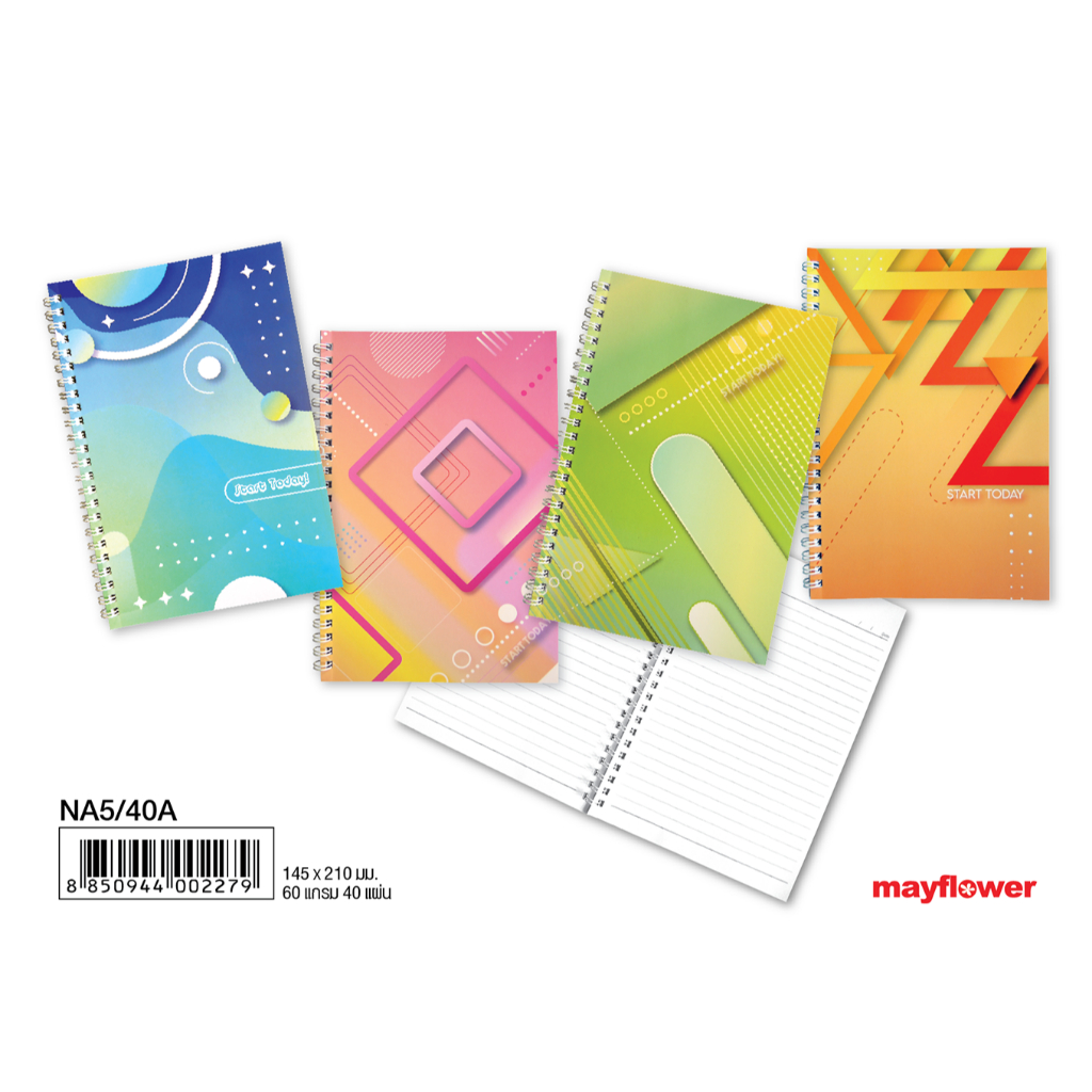Mayflower Official สมุดบันทึก A5 ริมห่วง NA5/40A ปกลามิเนตด้านกันน้ำ เนื้อใน 60 แกรม จำนวน 40 แผ่น