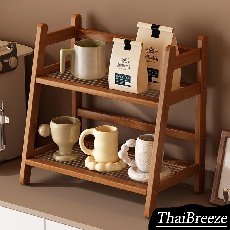 【ThaiBreeze】ชั้นวางของ 2 ชั้นชั้นวางของถ้วยน้ำชั้นวางของชั้นวางบนโต๊ะสองชั้นประหยัดพื้นที่ติดตั้งง่าย
