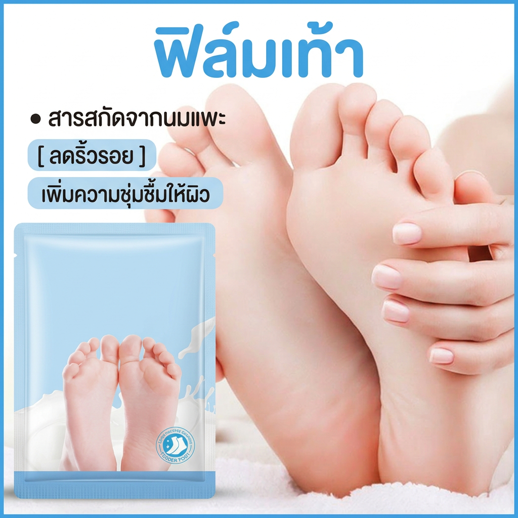 ฟิล์มเท้า ไวท์เทนนิ่ง มอยซ์เจอไรเซอร์ หน้ากากสำหรับเท้า ร์กำจัดผิวที่ตายแล้วและแคลลัส, ขัดผิว, ไวท์เทนนิ่งและชุ่ม