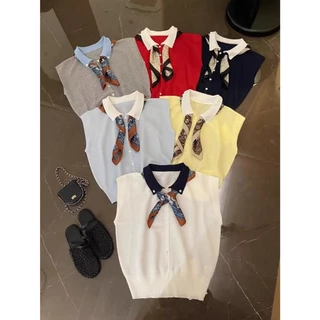 พร้อมส่งในไทย** เสื้อคอปก ใส่ทำงาน มีผ้าพันคอแยกชิ้น ส่งด่วนกทม. Y332