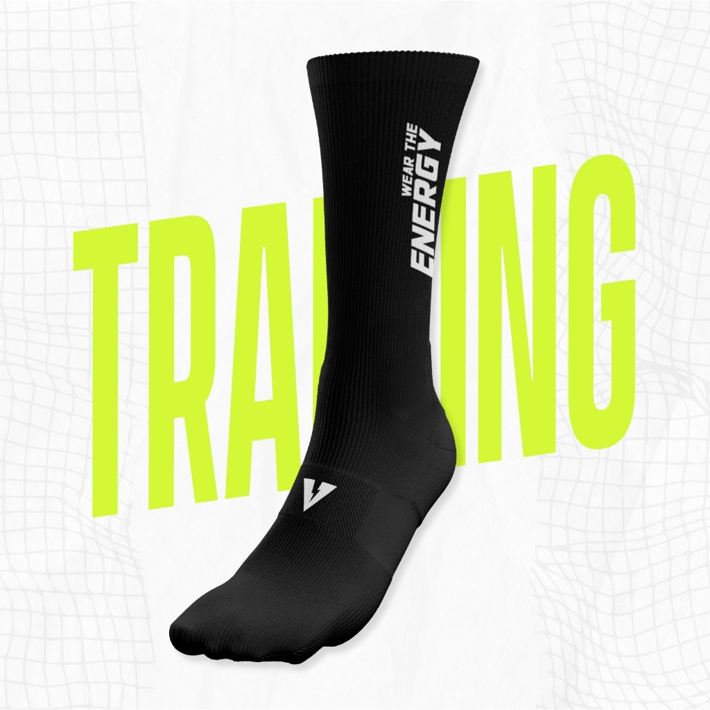 VOLT ถุงเท้ากีฬา ถุงเท้าวิ่ง รุ่น TORQUE 001 WTE TRAINING SOCKS สีดำ TQ-0185 สำหรับออกกำลังกาย ฟิตเน