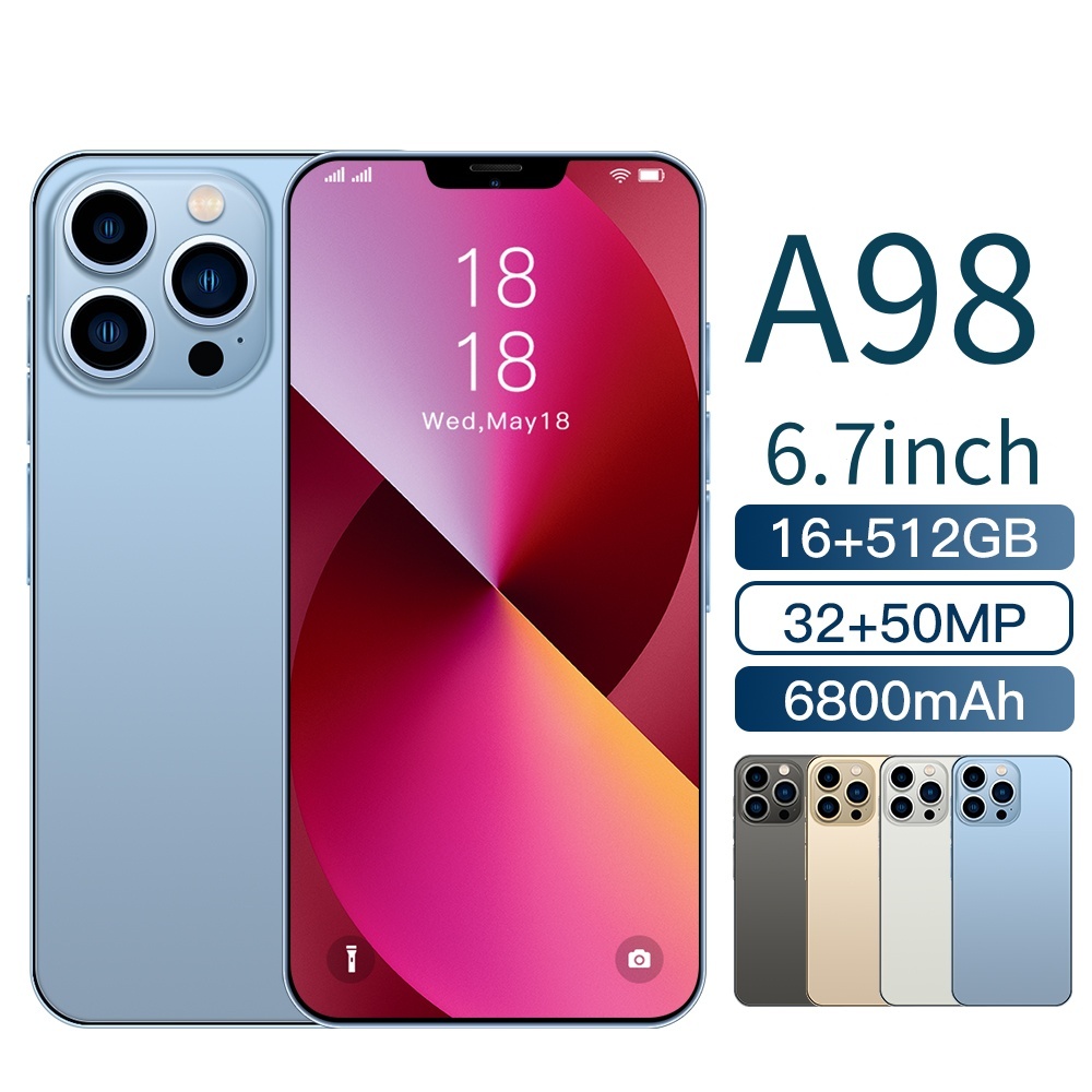 โทรศัพท์มือถือ A98 รองรับ 2 ซิมการ์ด แรม16GB รอม512GB หน่วยความจําขนาดใหญ่ 6.7นิ้ว รองรับแอพธนาคาร โทรศัพท์ถูกๆ
