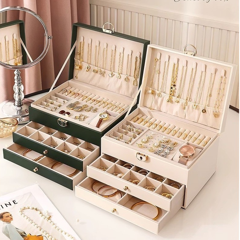 (Cafein.home) กล่องเก็บเครื่องประดับพรีเมียม 3 ระดับ มัลติฟังก์ชัน The Graceful Collection กล่องเก็บเครื่องประดับ