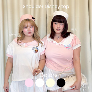 Disney shoulder top🫧 ˚🐰🎀”เสื้อปาด/ไม่ปาดไหล่คอบัวสกรีนหัวใจล…