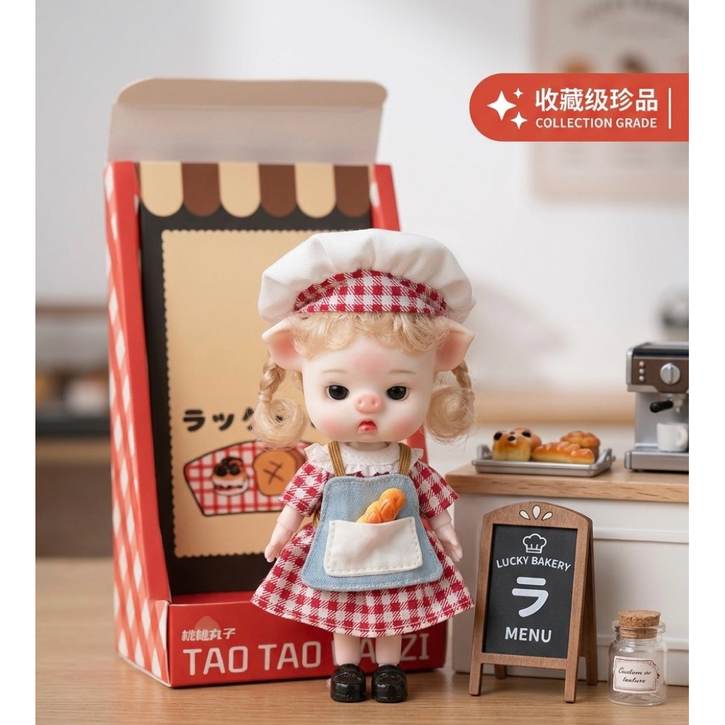 ตุ๊กตา BJD น้องหมูเบเกอรี่ 14 cm. 5 นิ้ว ข้อต่อขยับได้ น่ารักมาก ของขวัญ DIY สำหรับเด็กและนักสะสม