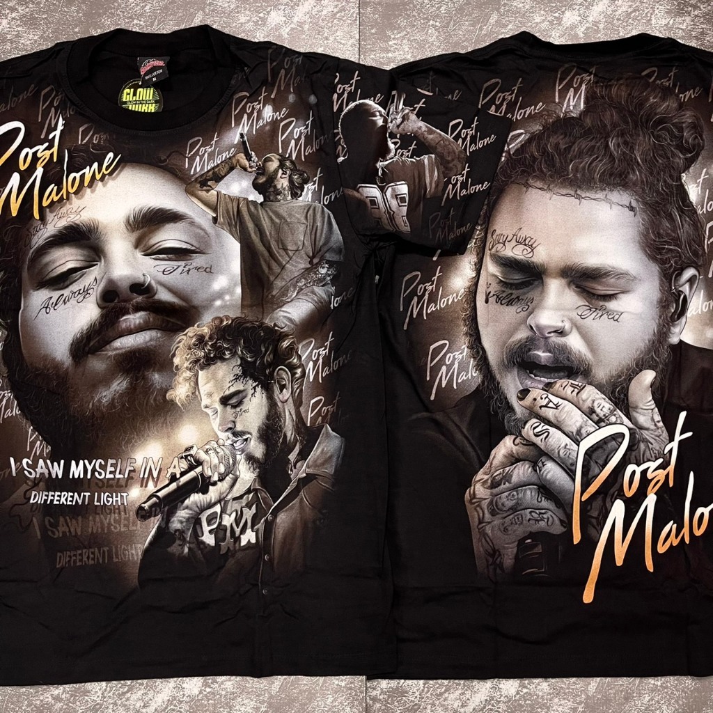 เสื้อยืดOVP Post Malone น้ำตาล(ป้ายRocktee เรืองแสง) ผ้าCotton100