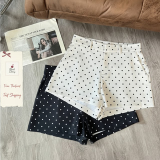 🖤กางเกงขาสั้น เอวต่ำ ลายจุด short pant polka dot กางเกงเอวต่ำ | Black Cherry