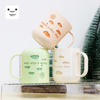 MOMOMART แก้วน้ำพลาสติก 470ml แก้วน้ำดื่ม มีหูจับ แข็งแรง ทนทาน รุ่น MD10-011-21