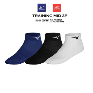 [คุณภาพในราคาเบาๆ] MIZUNO TRAINING MID 3P ถุงเท้า กีฬา มิตซูโน่ แท้