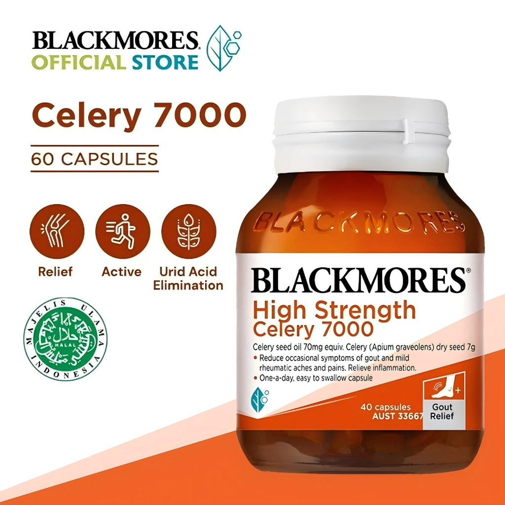 Blackmores High Strength Celery 7000mg 40 Capsules/แบลคมอร์ส ปวดข้อ เก๊าท์
