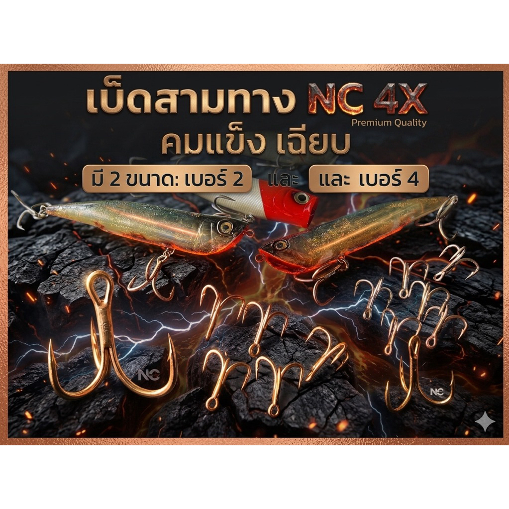 สามทาง 4X เคลือบกันสนิม คมแข็ง by fishingNC