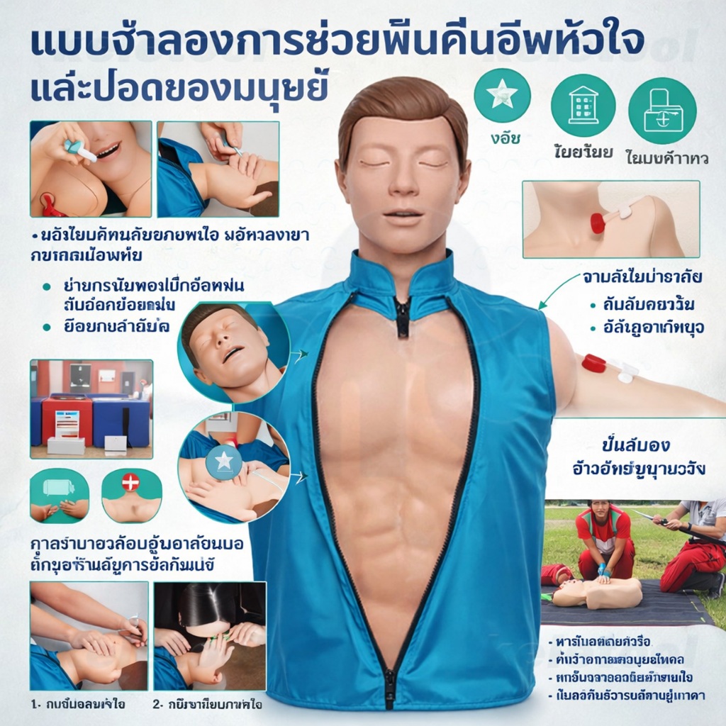 หุ่น cpr ผู้ใหญ่ หุ่น cpr Half-body Medical CPR ผู้ใหญ่มืออาชีพ รุ่น ผู้ใหญ่ CPR สําหรับการฝึกการหาย