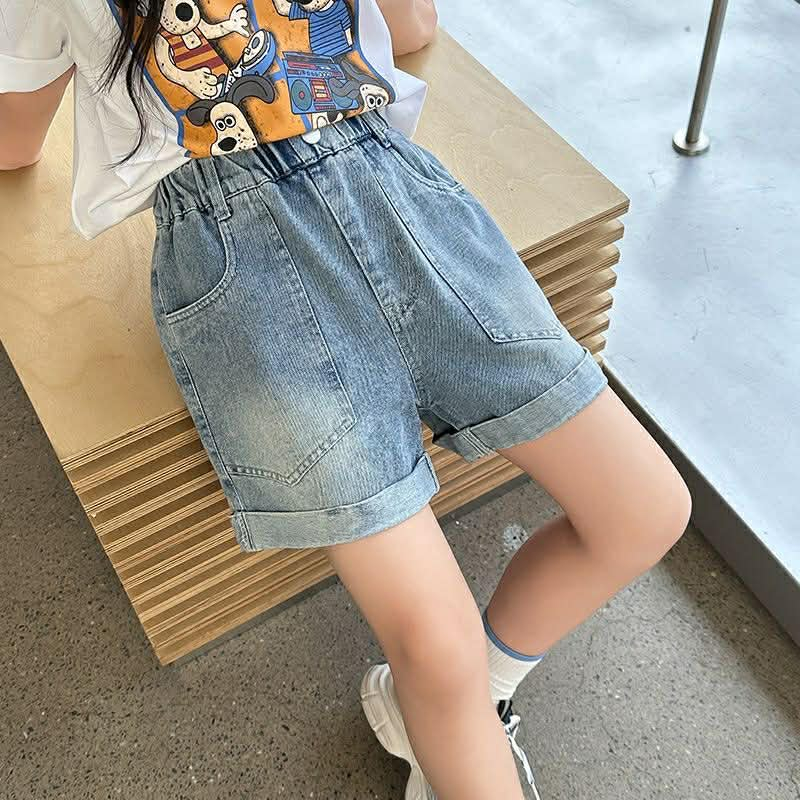 (ขายแยกชิ้น)(**พร้อมส่งจากในไทย**)NO.918 เสื้อยืด*สีขาว* ลายน้องหมาสี่ช่อง/NO.919 กางเกงยีนส์ขาสั้น พับขา ราคา ถูกที่สุด ดีลบีเคเค แกลเลอรีภาพที่ 9