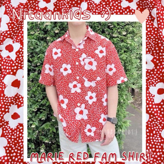 NITAANKIDS เสื้อเชิ้ตลายMARIE RED ♥️ FAM ผ้าโพลีเอสเตอร์เนื้…