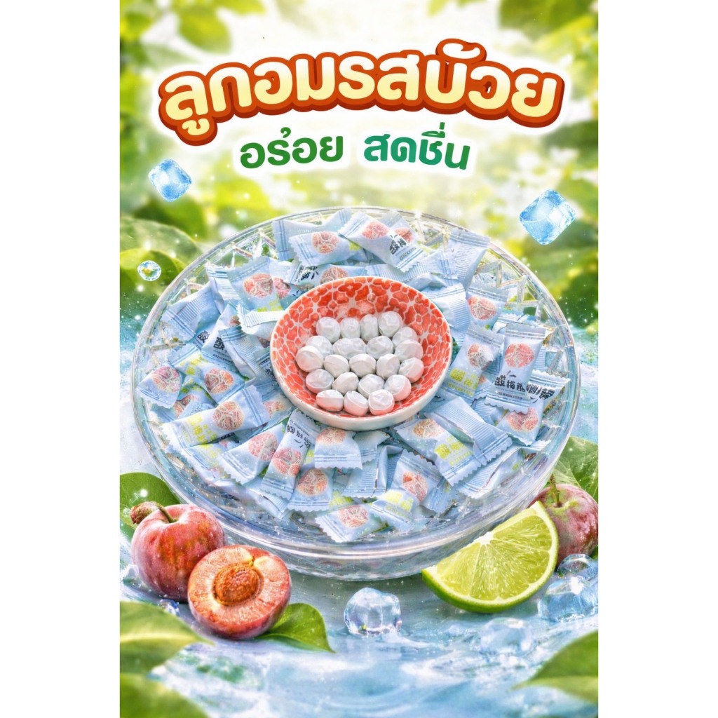 ลูกอมบ๊วย เปรี๊ยว อม หวาน เค็มนิดๆ อร่อย ขนาด 500-1,000 กรัม