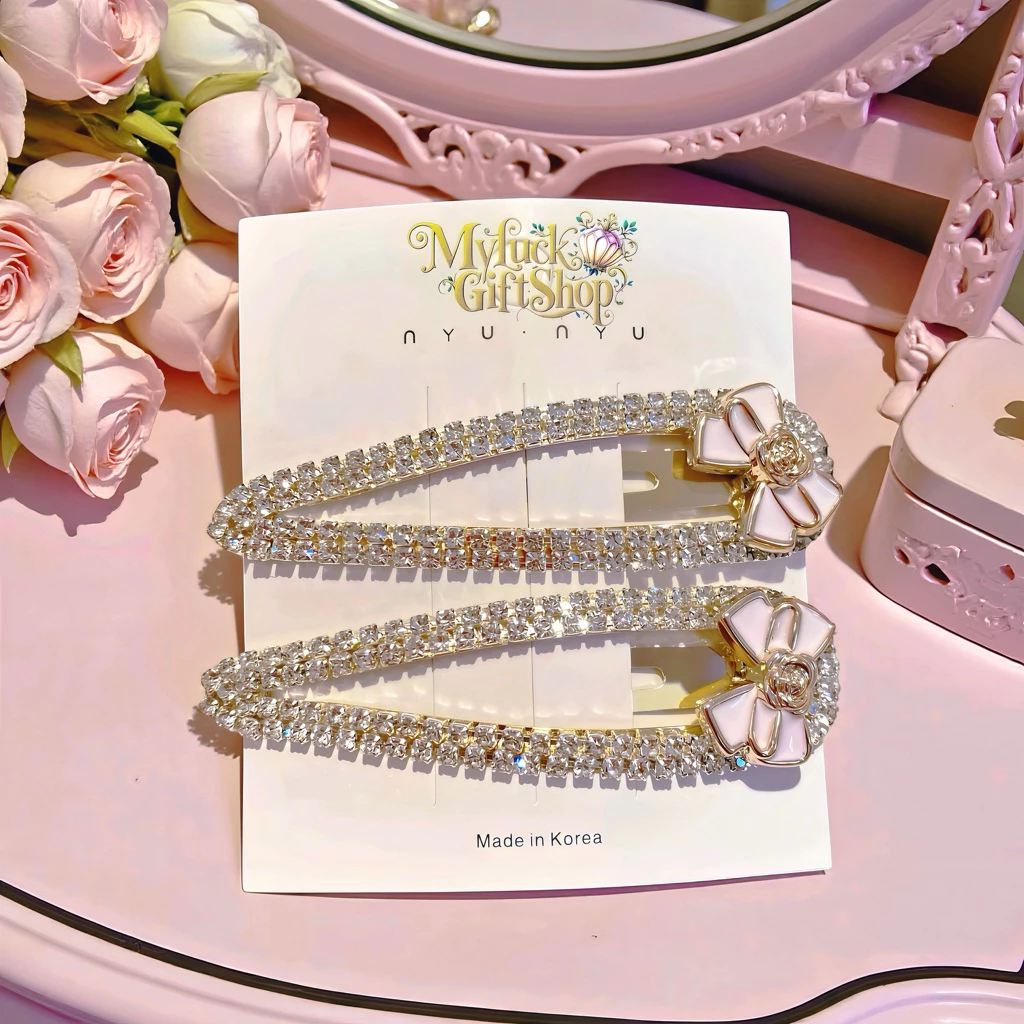 Hairpin Set "Crystal Bow" กิ๊บติดผมคริสตัล ขนาดใหญ่7cm1คู่เกรดพรีเมียม ดีไซน์เกาหลี คริสตัลวิบวับ งานละเอียด สวยหรู