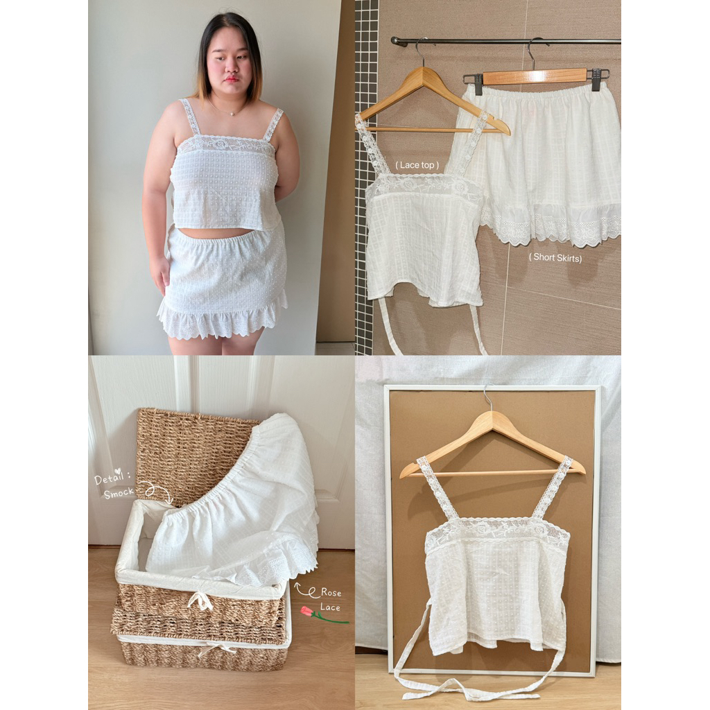 Joliese | Rose Lace Collection เสื้อสายเดี่ยวและกระโปรงลูกไม้สาวอวบ