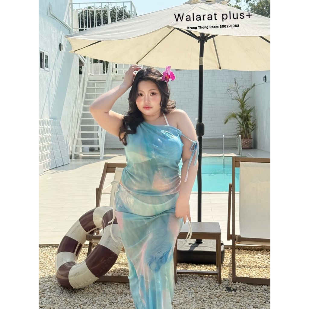 Walarat plus เซ็ตบิกินี่ + ชุดคลุมสุดละมุน 3ชิ้น บิกินี่มีฟองน้ำ ใส่แล้วหวานนิด แซ่บหน่อย ฟีลลูกคุณห