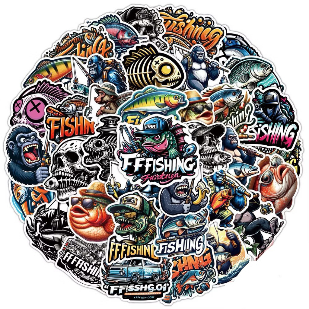 สติ๊กเกอร์ Fishing 273 นักตกปลา 50ชิ้น ตกปลา Marin ปลา ติด กระติกน้ำ กระติกน้ำแข็ง เบ็ด เบ็ดตกปลา เหยื่อปลา เหยื่อปลอม