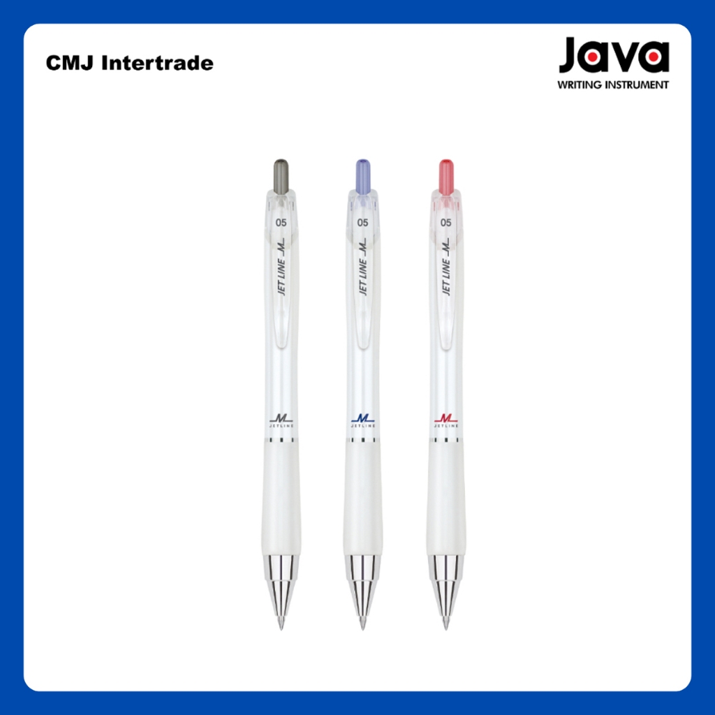 JAVA ปากกาลูกลื่น รุ่น Jet Line M 0.5 mm. ขนาด 0.5 มม. สีดำ สีน้ำเงิน สีแดง
