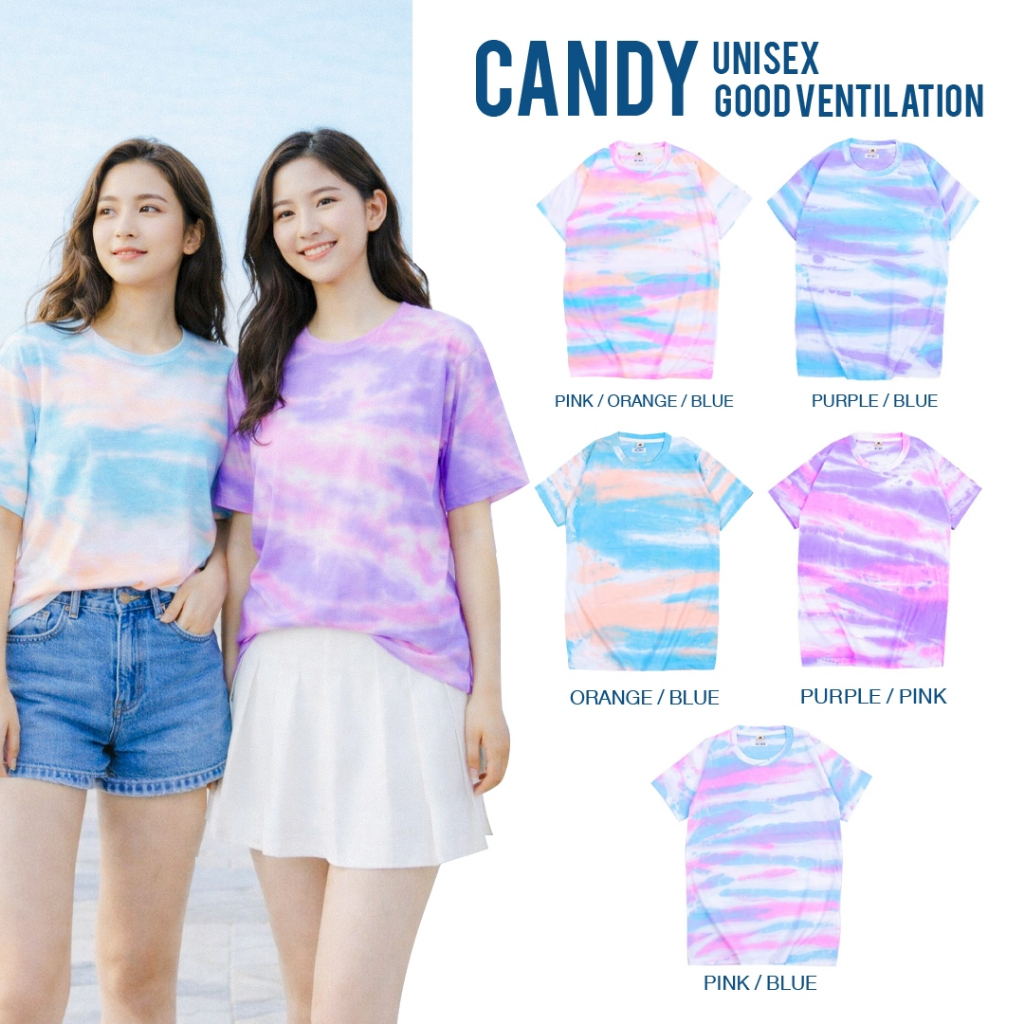 Candy Tie-Dye Cotton T-Shirt เสื้อยืดผ้าคอตต่อนสไตล์มัดย้อมแท้ มาใหม่