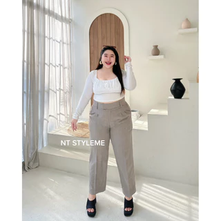 กางเกงสาวอวบอ้วน S ผ้าสโนว์ฟอร่า เอว 34-46 สำหรับทำงาน ใส่เที่ยว ใส่คาเฟ่ - ผู้หญิง