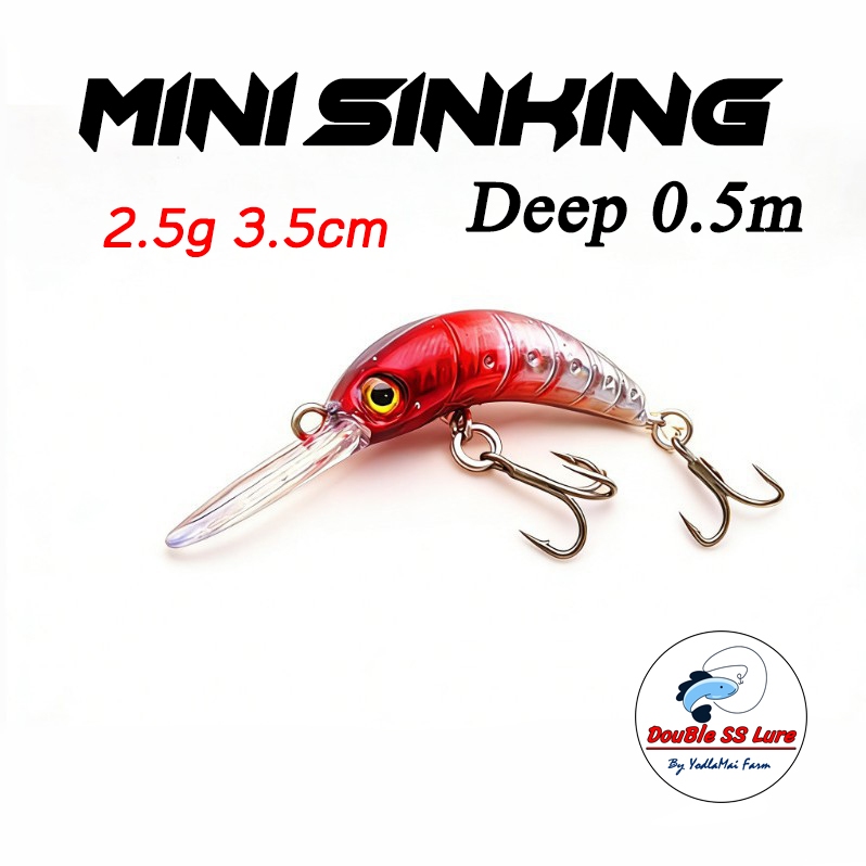 เหยื่อตกปลา  mini Sinking 2.5g ดำลึก Double SS lure