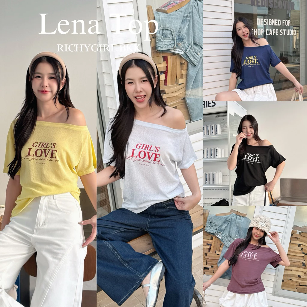 RICHYGIRL | Lena Top เสื้อปาดไหล่ผ้าสลาฟ ซีทรู ใส่สบายระบายอากาศได้ดี เสื้อสงกรานต์