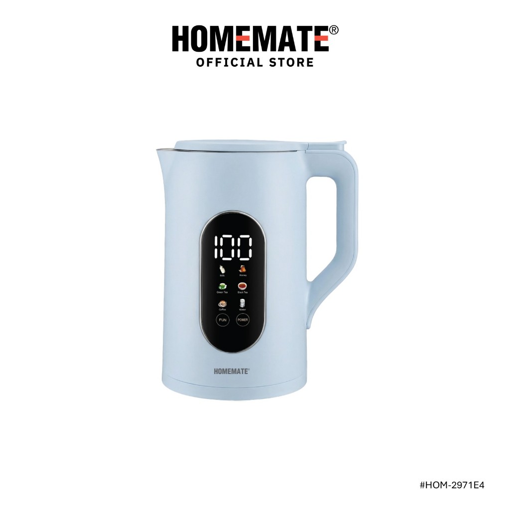 HOMEMATE กาต้มน้ำดิจิทัล ปรับอุณหภูมิได้ 1.7 ลิตร สี Light Blue HOM-2971E4