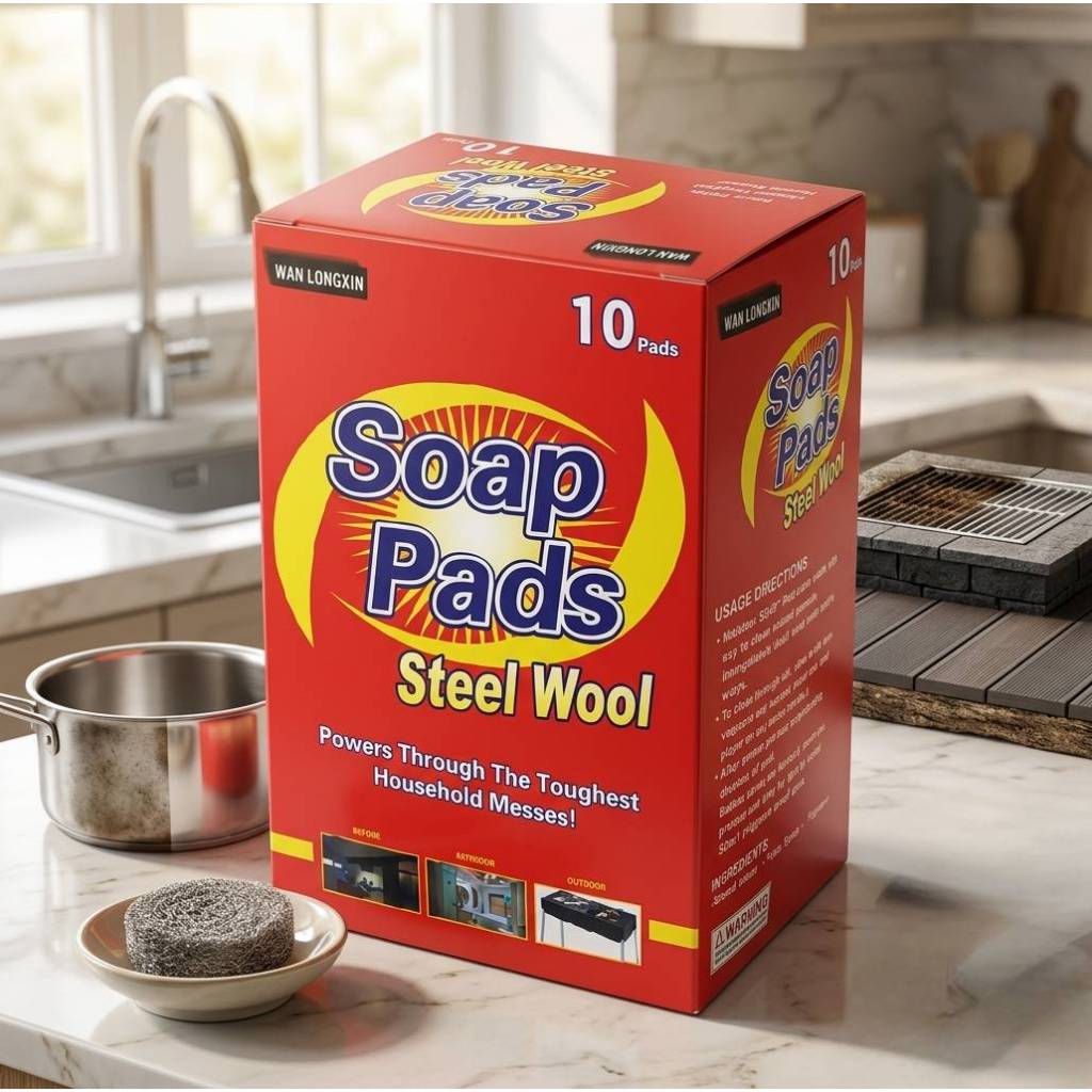 Soap Pads steel wool แผ่นขจัดคราบ (1กล่อง มี 10ชิ้น)