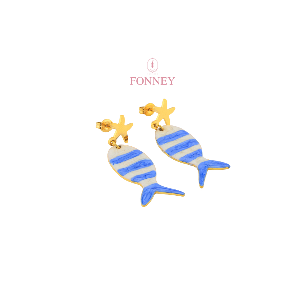 TER-07 Fonney ต่างหู สแตนเลสแท้ไม่ลอกไม่ดำ