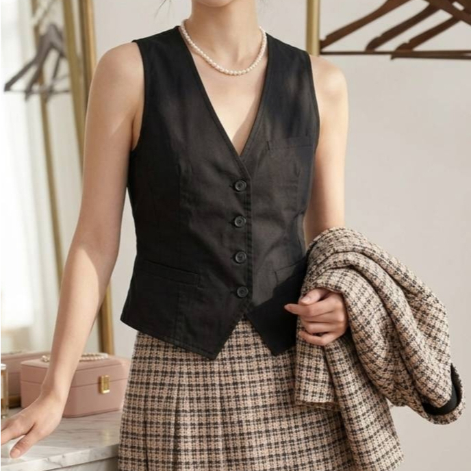 เสื้อกั๊กสูทผู้หญิงทรง Slim Fit ลุค Working Woman