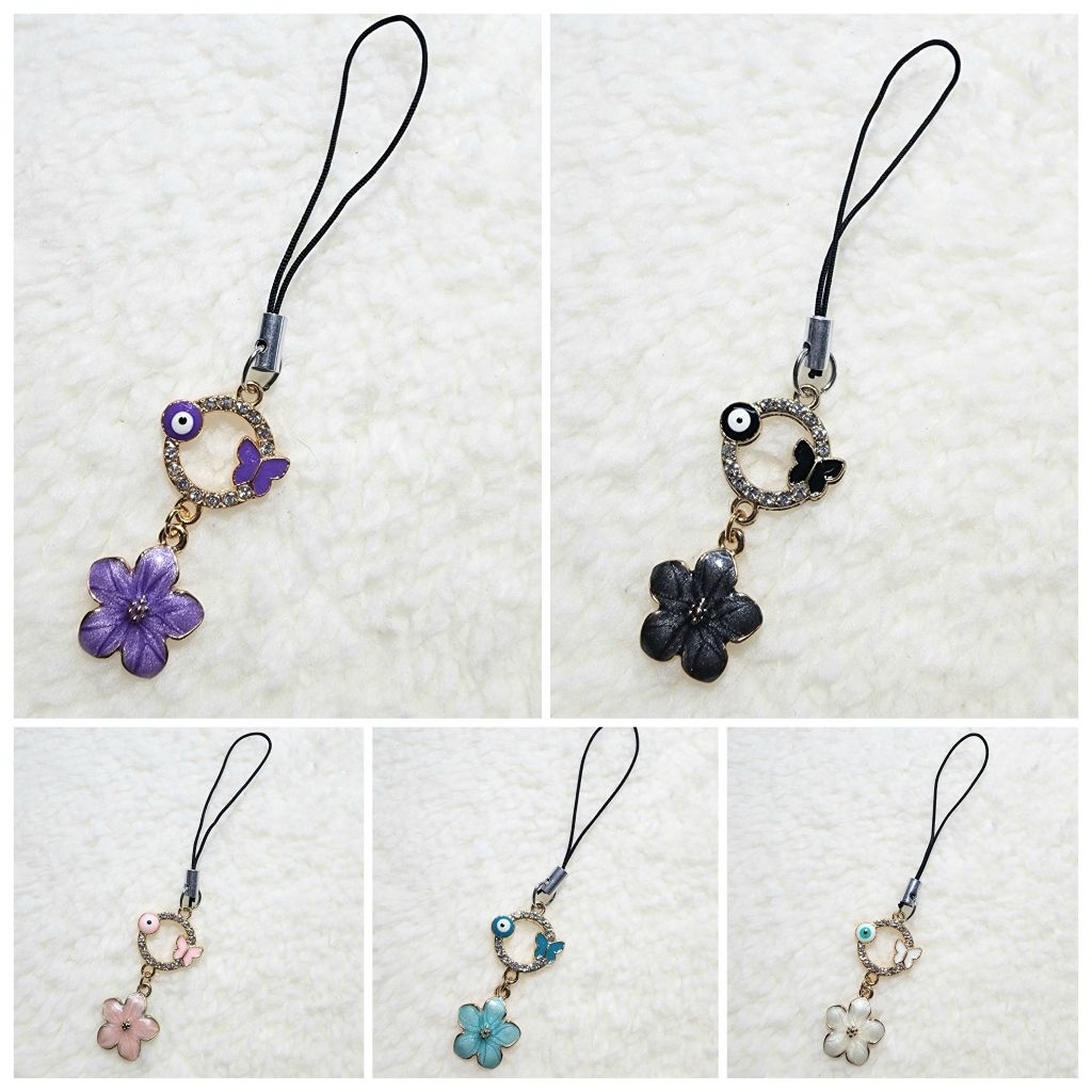 Phone charm >> EVIL EYE 🧿 Butterfly 🦋 ที่ห้อยมือถือ ที่ห้อยโทรศัพท์ พวงกุญแจ | เครื่องราง ปกป้อง | ข