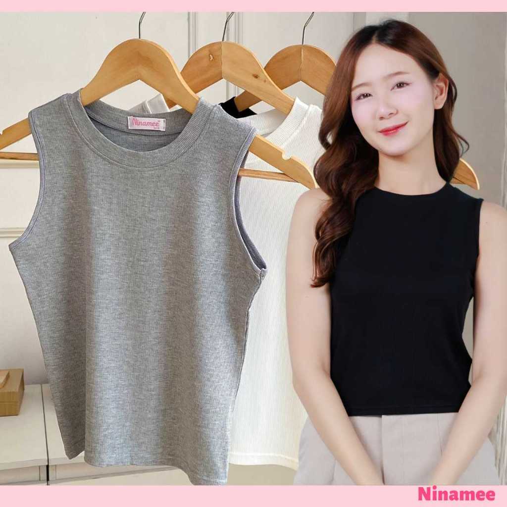 🍒Ninamee เสื้อคอเต่าแขนกุดซับใน อก32-42นิ้ว แขนกุดคอเต่า ผ้าเย็น ยืดหยุ่นเยอะ เสื้อซับในใส่สบาย#NN46