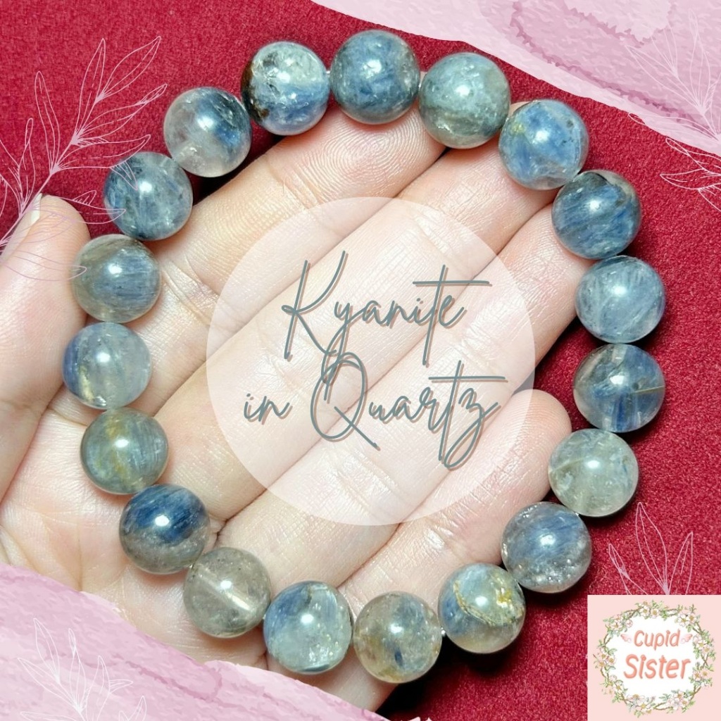 CupidSister สร้อยข้อมือหินไคยาไนต์ Kyanite in Quartz  ไคยาไนต์อินควอตซ์ หินผู้บริหาร เสริมการงานหินป