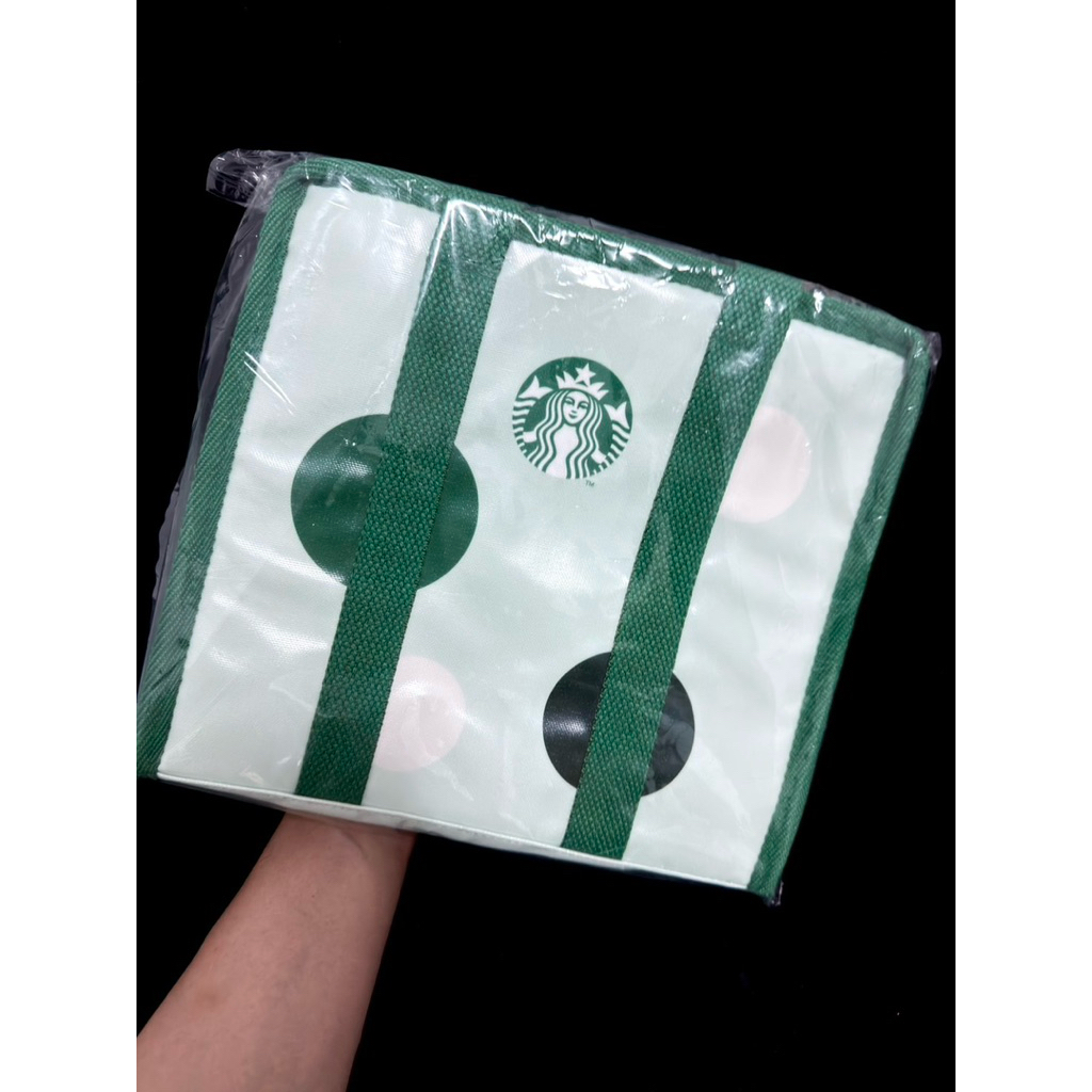 กระเป๋าcolling bag starbucks สีเขียว ใบใหญ่  มีสาย crossbody จุได้เยอะมาก คุ้มสุดๆ