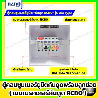 Nano Plus - ตู้คอนซูมเมอร์ยูนิต"RCBO กันดูด" (นาโน ตู้โหลด+เมนเบรกเกอร์กันดูด+ลูกย่อย) 2/5/8/11 ช่อง
