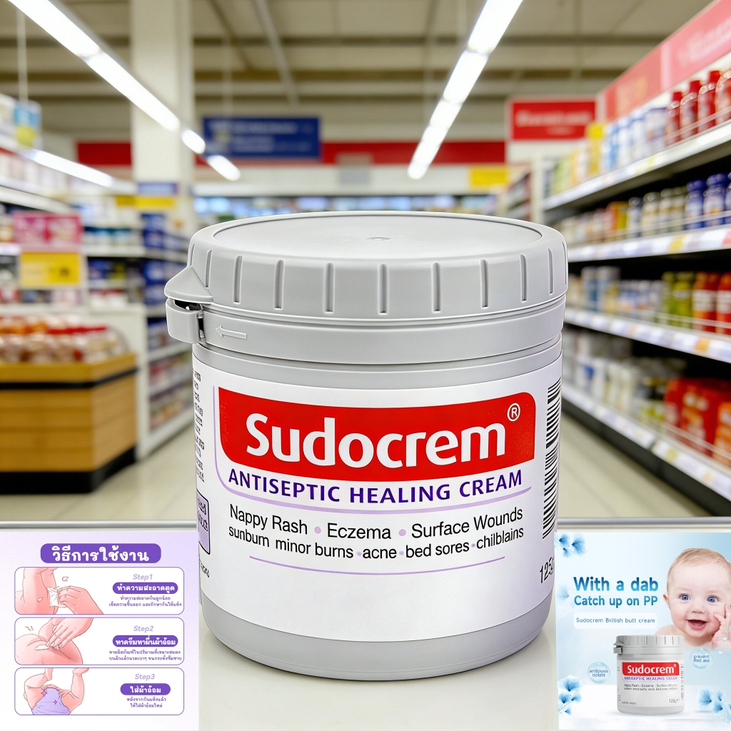 ลอทใหม่ Sudocrem ของแท้ 100% ซูโดครีม กระปุกใหญ่125g. ครีมทาก้นเด็ก ครีมทาผื่นผ้าอ้อม