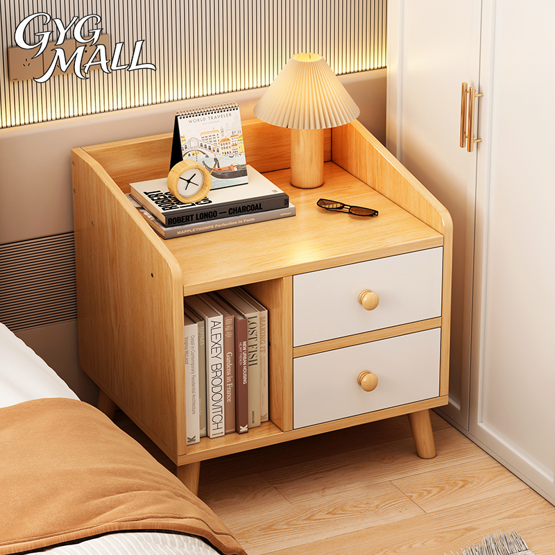 GYG โต๊ะข้างเตียง ตู้ข้างเตียง ไม้เนื้อแข็ง สไตล์โมเดิร์น ห้องนอนแสนสบาย เฟอร์นิเจอร์