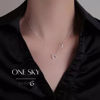 GLAMOR✨สร้อยเงินเเท้ One Sky สร้อยคอพระอาทิตย์และพระจันทร์ส่องแสงคู่กัน สร้อยคอแฟชั่น
