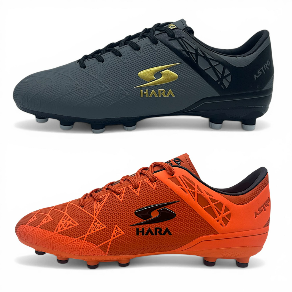 HARA Sport รุ่น Astro รองเท้าสตั๊ด หน้ากว้าง รองเท้าฟุตบอล รุ่น F32 สีเทา/สีส้ม