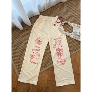 C800 - SUNNY PANTS ขายาวซัมเมอร์ เอวสูง ผ้าเกร็ดปลา (ส่งด่วน…